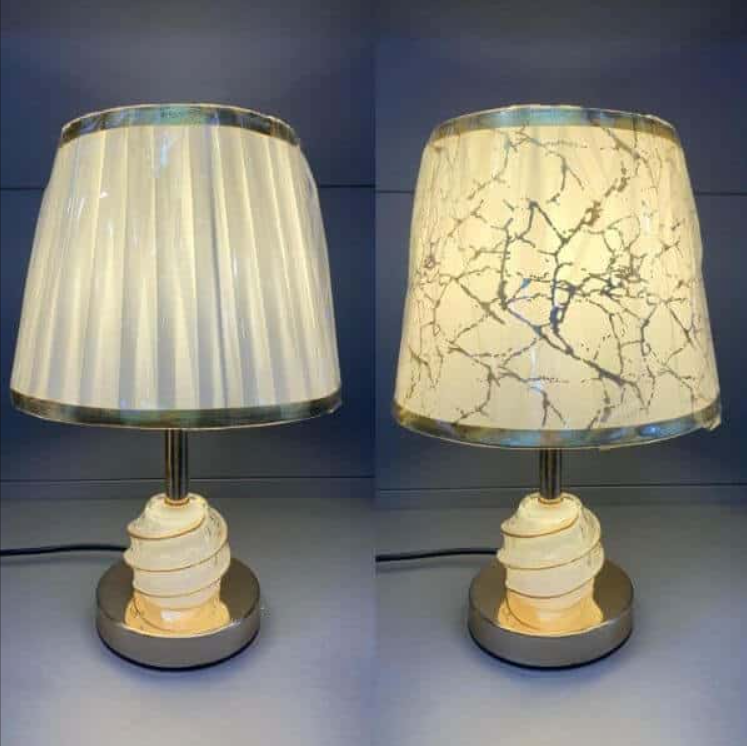 Pleated Marble-Glow Touch Table Lamp