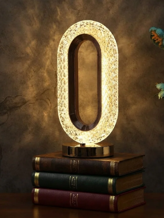 The AuraGlow Sculptural Crystal Loop Lamp