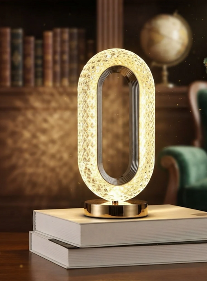 The AuraGlow Sculptural Crystal Loop Lamp