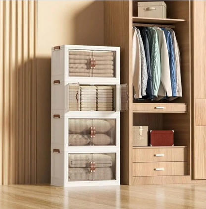 Fluted Multi-Layer Collapsible Wardrobe & Organizer Cabinet
