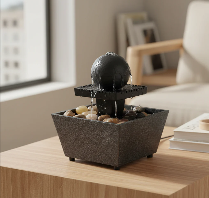 Zen Tabletop Water Fountain & Soft Mood Decor